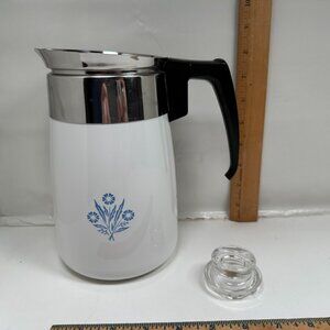 Vintage Corning Ware 6 Cup Coffee Sold As Parts Replacement Tall Blue Cornflower